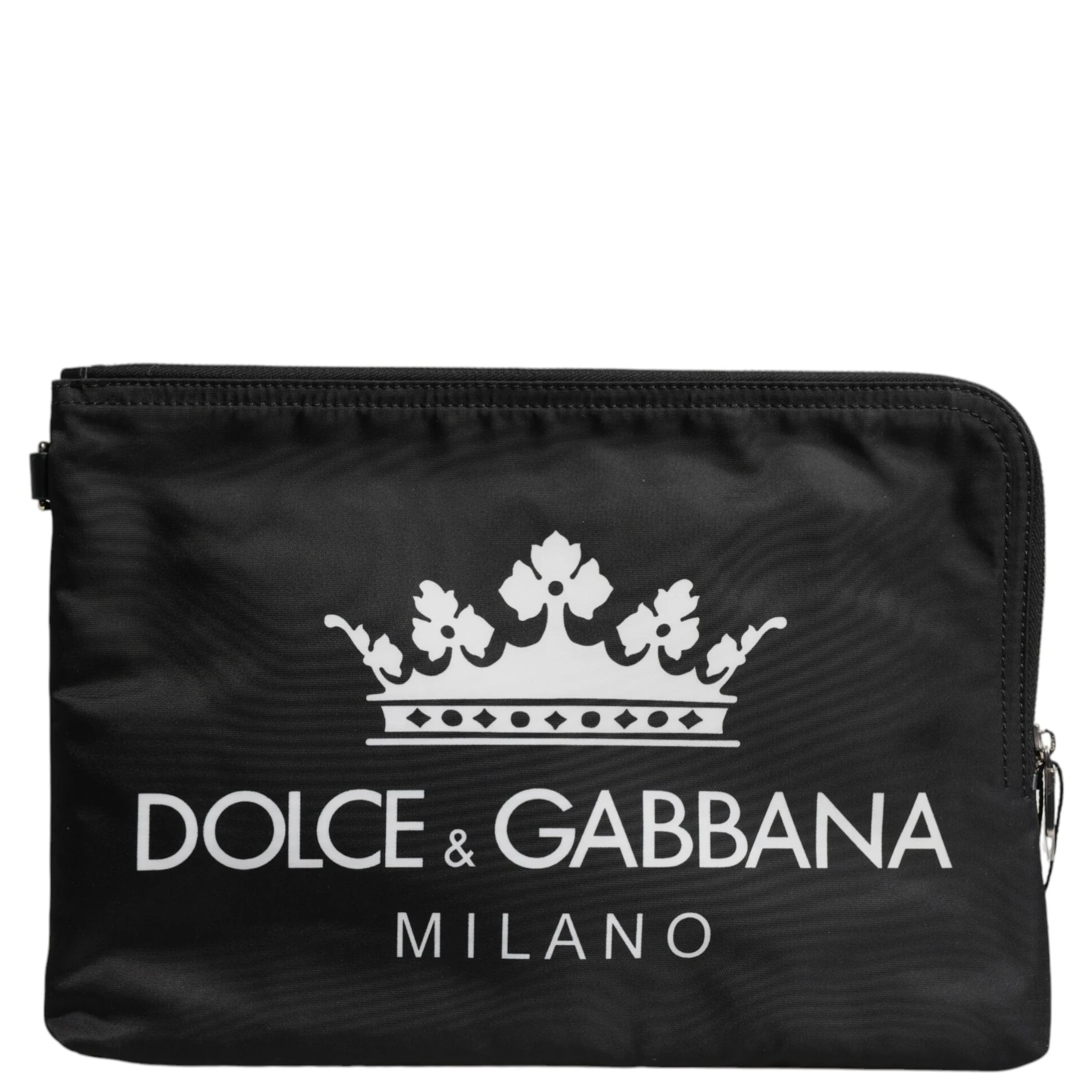Black DG Milano Print Nylon Pouch Clutch Bag