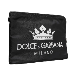 Black DG Milano Print Nylon Pouch Clutch Bag