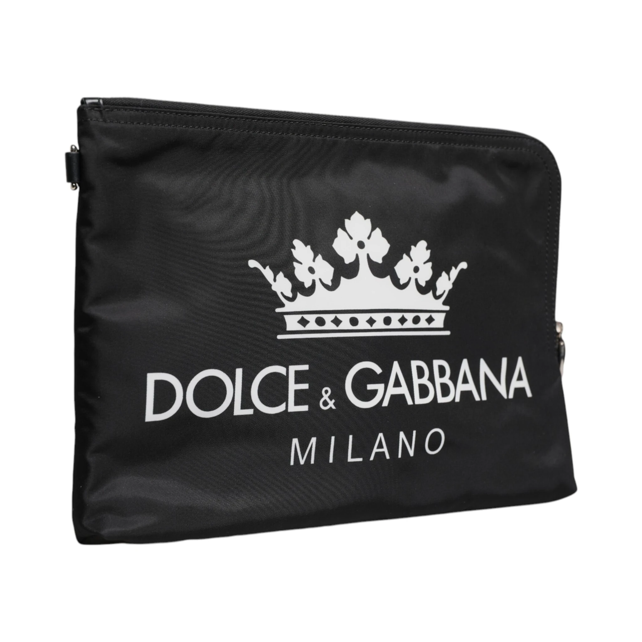 Black DG Milano Print Nylon Pouch Clutch Bag