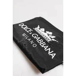 Black DG Milano Print Nylon Pouch Clutch Bag