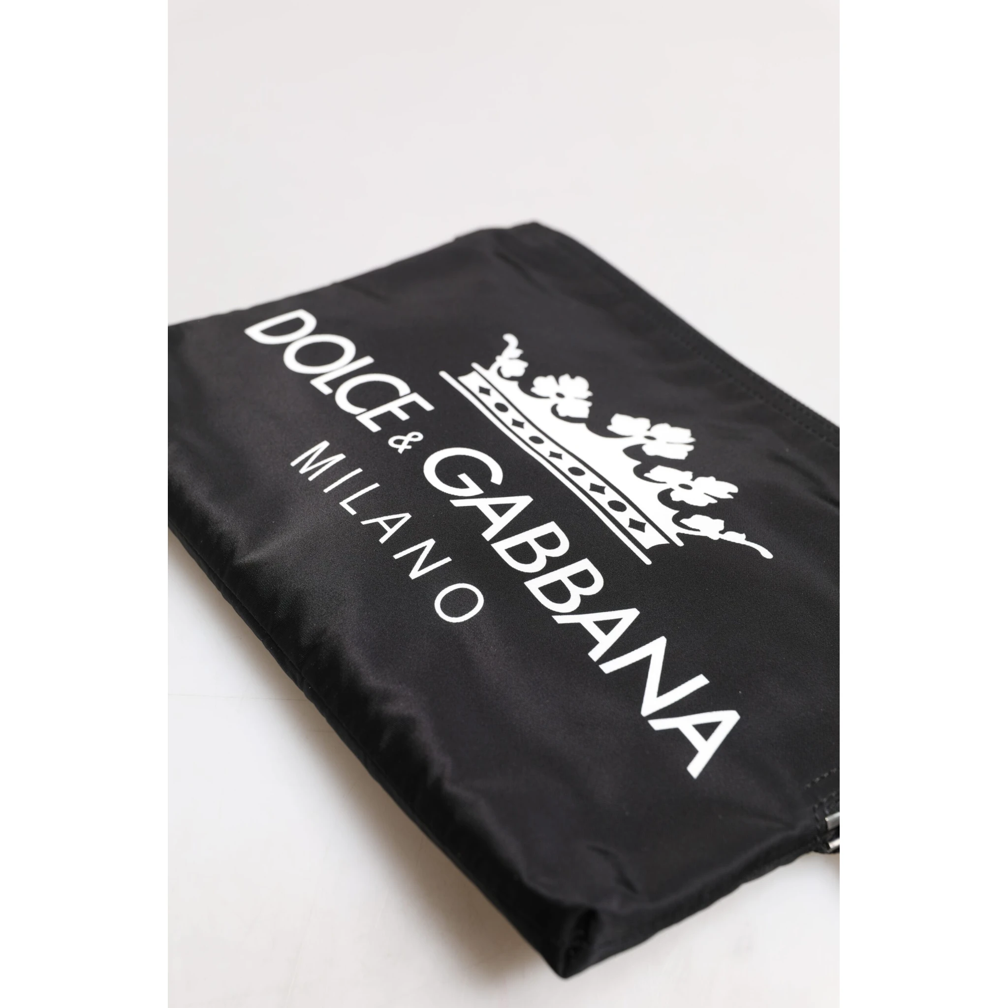 Black DG Milano Print Nylon Pouch Clutch Bag