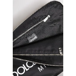 Black DG Milano Print Nylon Pouch Clutch Bag