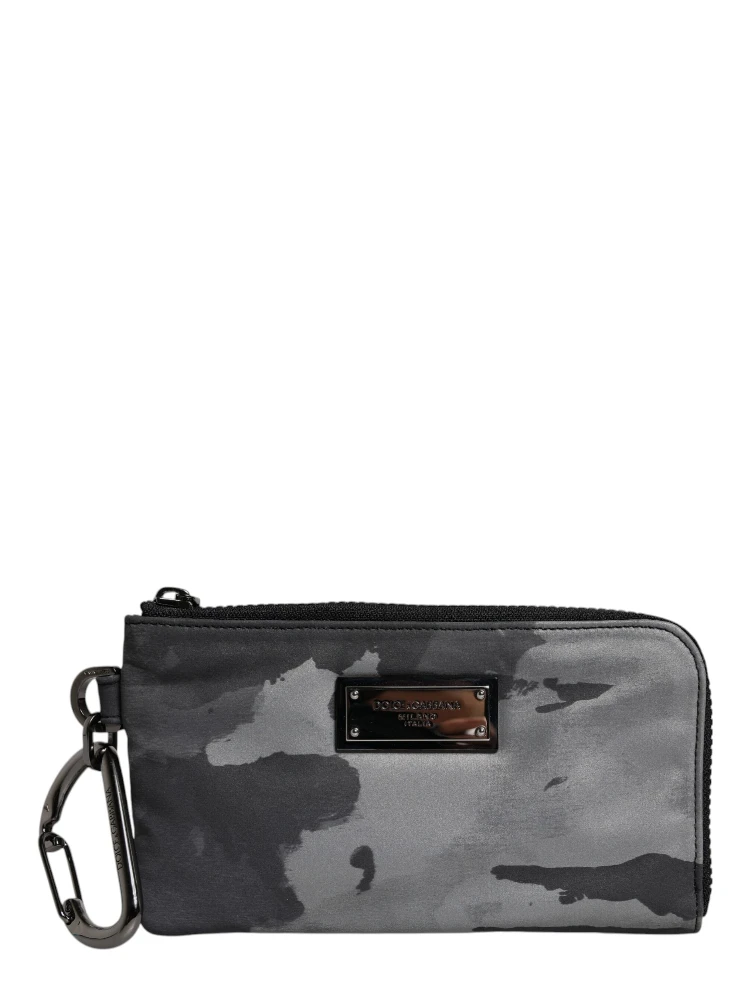 Black Gray Camouflage Logo Plaque Keyring Pouch Bag alternative