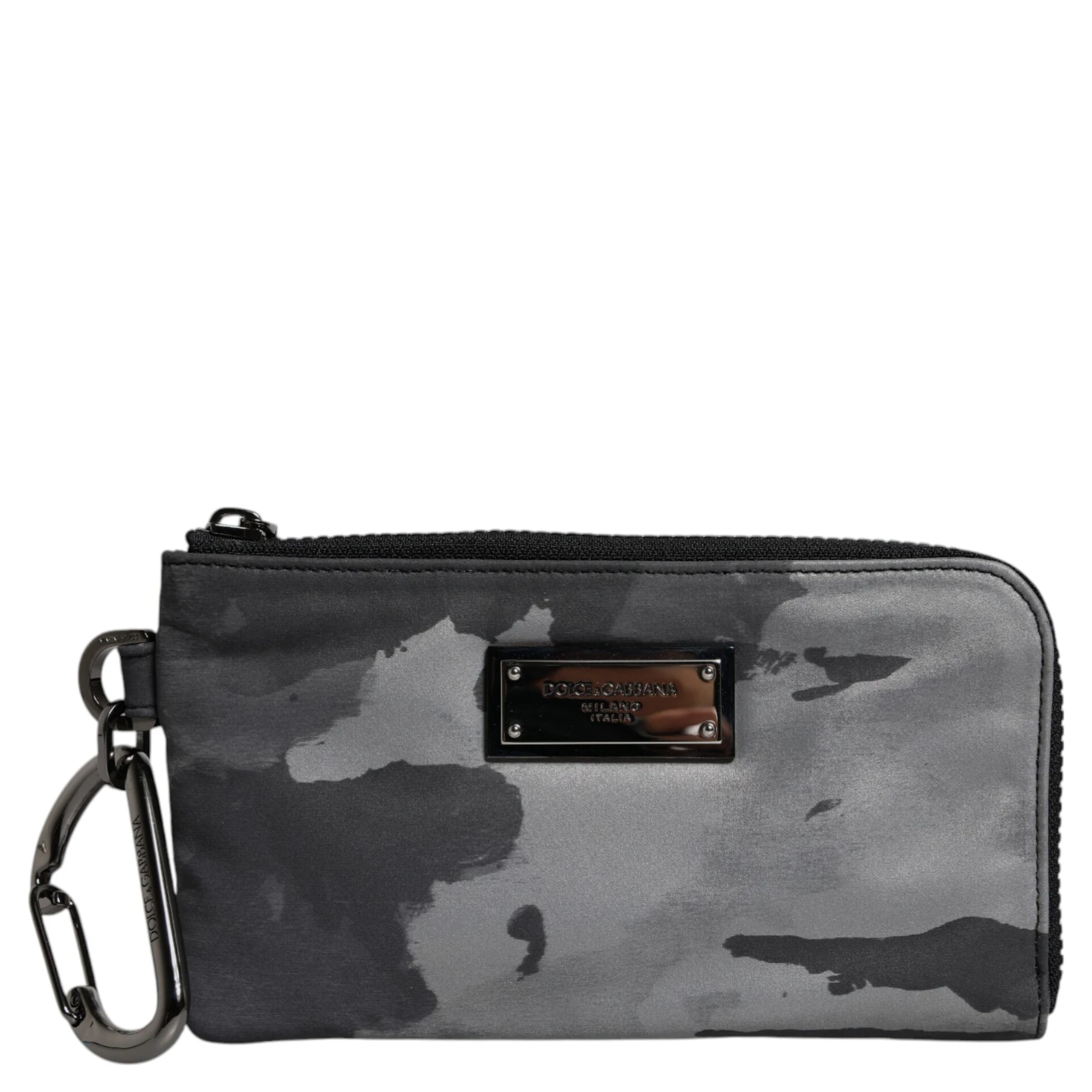 Black Gray Camouflage Logo Plaque Keyring Pouch Bag