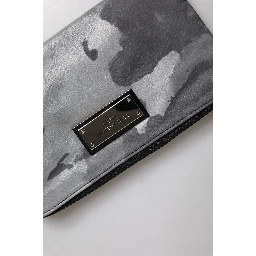 Black Gray Camouflage Logo Plaque Keyring Pouch Bag