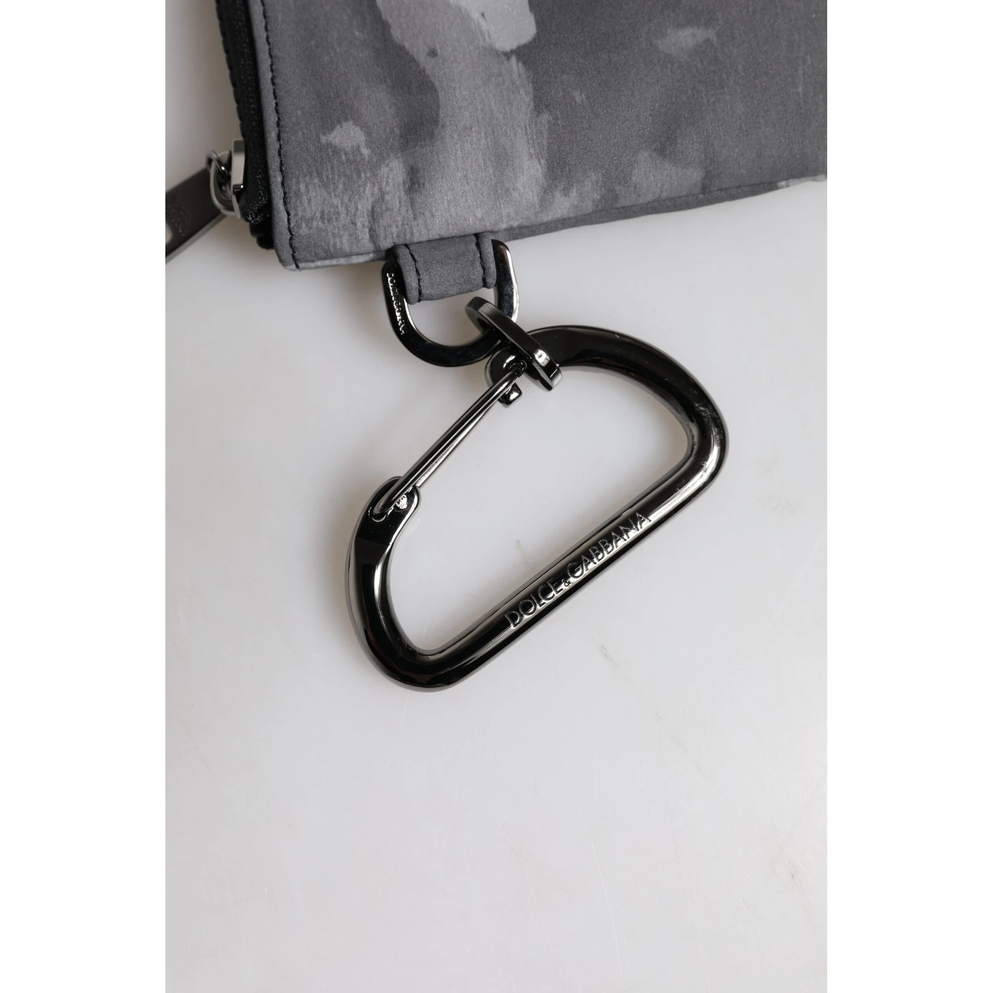 Black Gray Camouflage Logo Plaque Keyring Pouch Bag