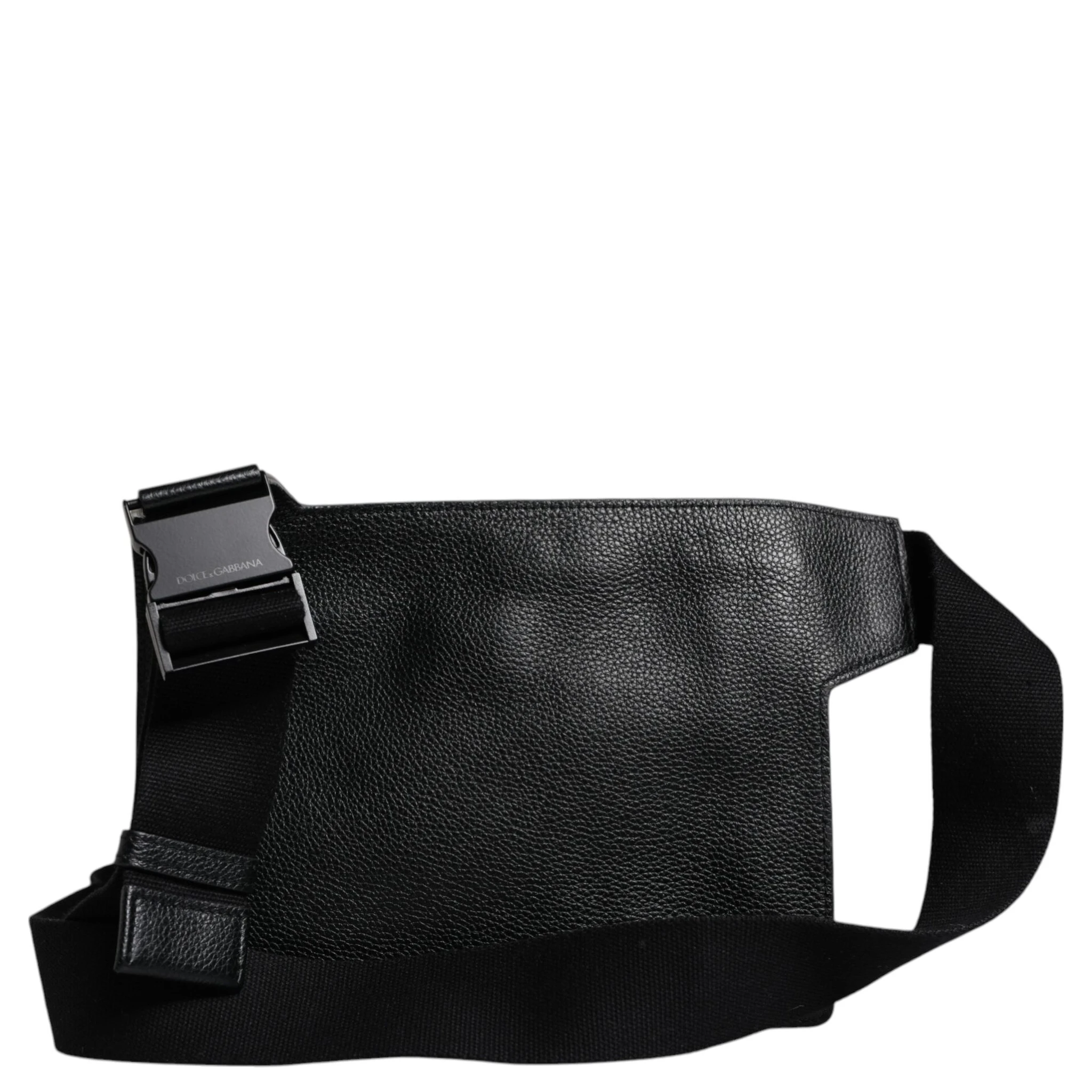 Black Calfskin Leather Messenger Crossbody Bag
