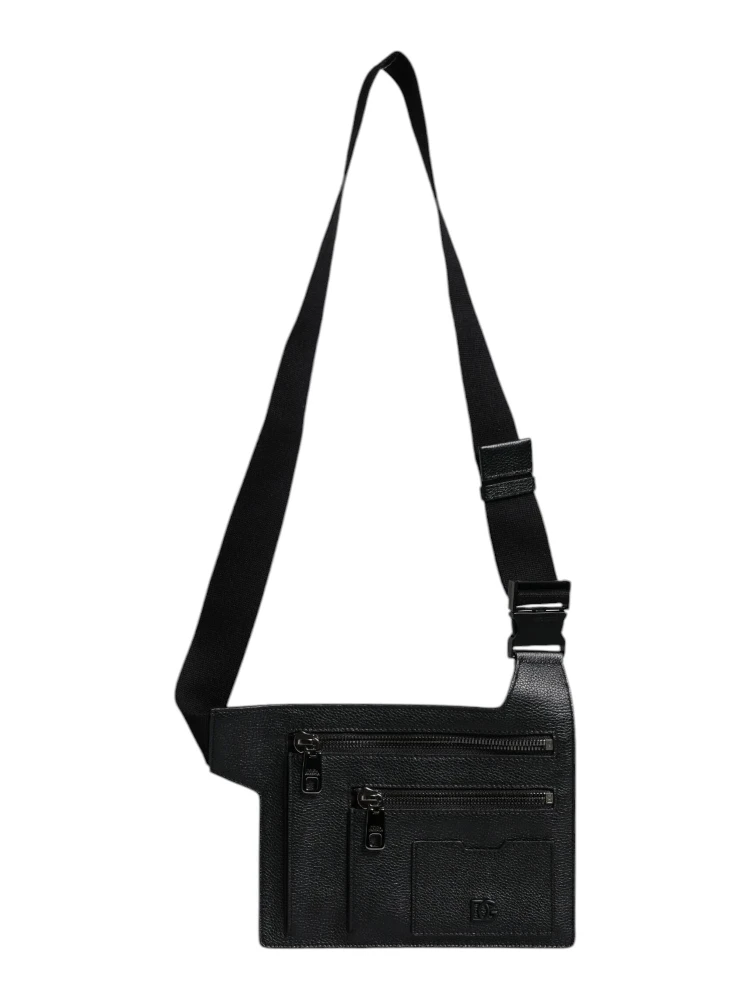 Black Calfskin Leather Messenger Crossbody Bag alternative