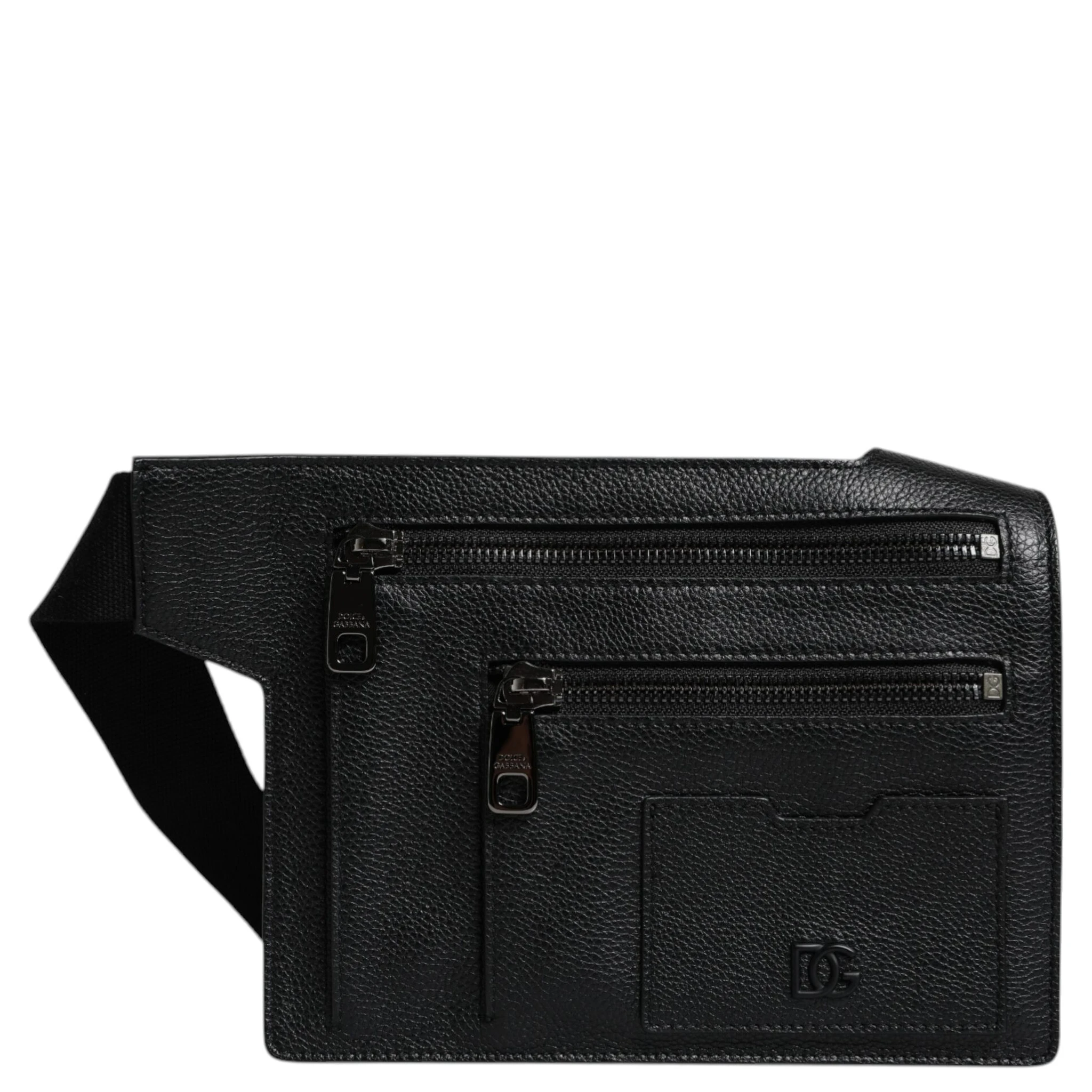 Black Calfskin Leather Messenger Crossbody Bag