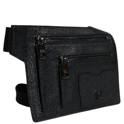 Black Calfskin Leather Messenger Crossbody Bag