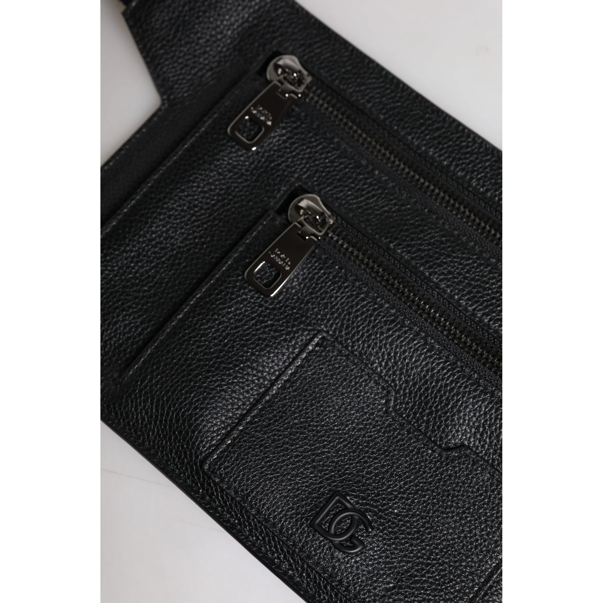 Black Calfskin Leather Messenger Crossbody Bag