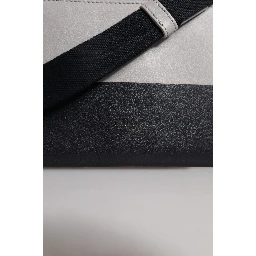 Black White Leather Logo Embossed Crossbody Bag