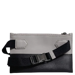 Black White Leather Logo Embossed Crossbody Bag