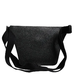 Black Calfskin Logo Plaque Belt Waist Men Fanny Pack Bag