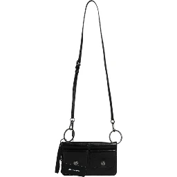 Black Leather Logo Purse Shoulder Crossbody Bag