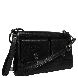 Black Leather Logo Purse Shoulder Crossbody Bag