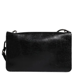 Black Leather Logo Purse Shoulder Crossbody Bag