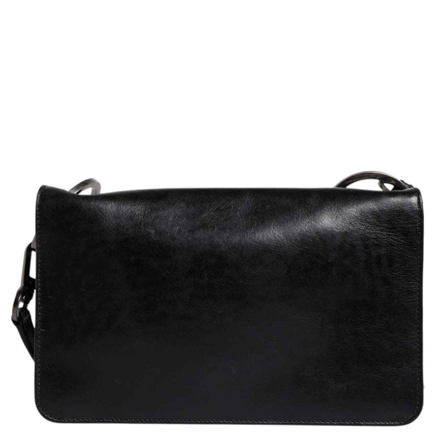 Black Leather Logo Purse Shoulder Crossbody Bag