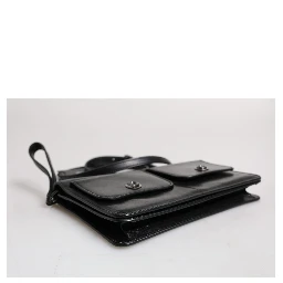 Black Leather Logo Purse Shoulder Crossbody Bag