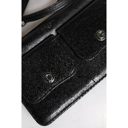 Black Leather Logo Purse Shoulder Crossbody Bag