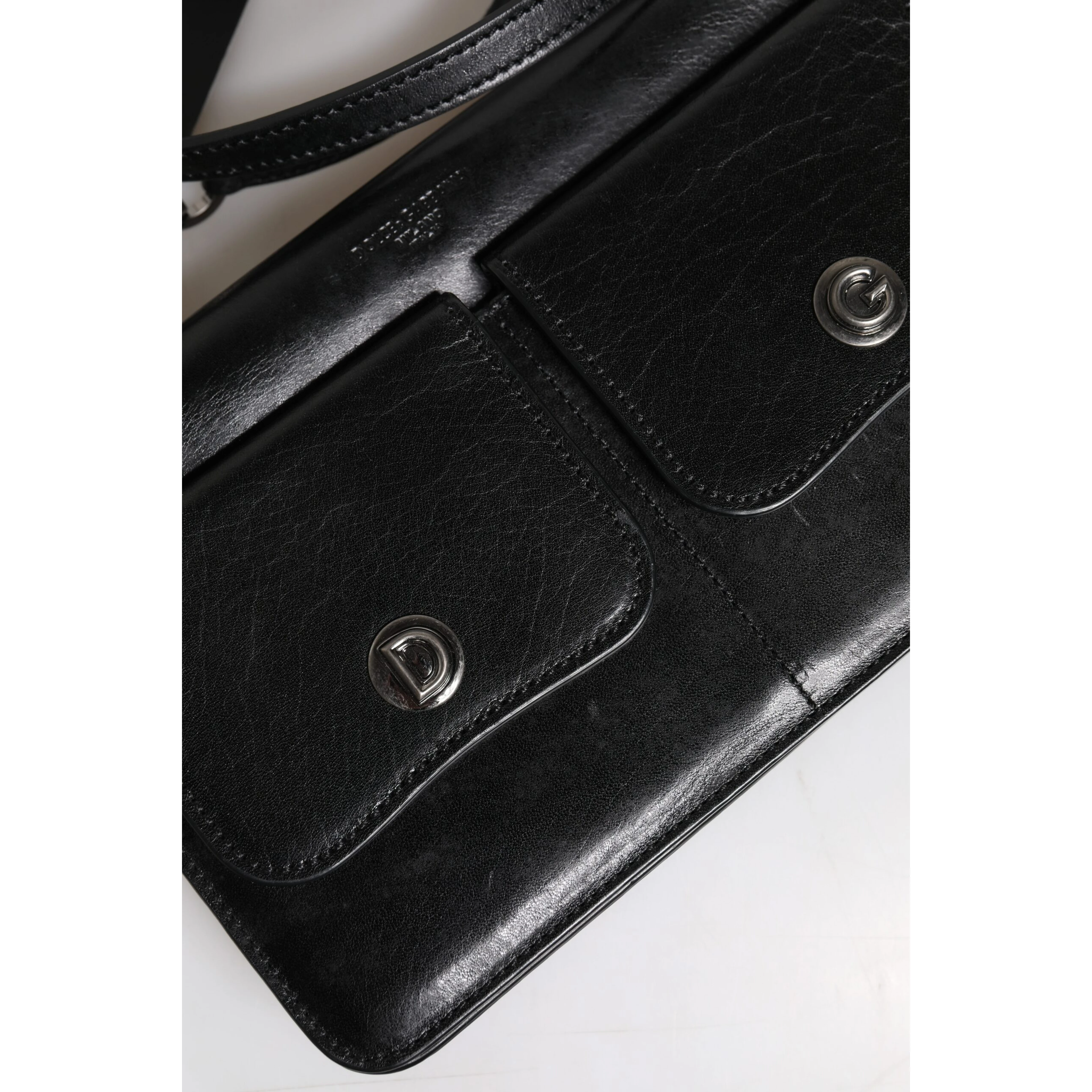Black Leather Logo Purse Shoulder Crossbody Bag