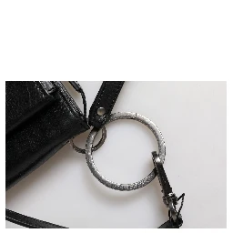 Black Leather Logo Purse Shoulder Crossbody Bag