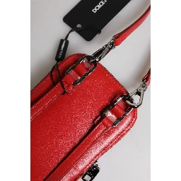 Red Leather Purse Phone Sling Crossbody Neck Strap Bag