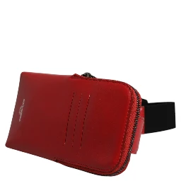 Red Calfskin Logo Purse Phone Belt Waist Bag