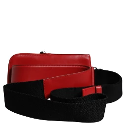 Red Calfskin Logo Purse Phone Belt Waist Bag