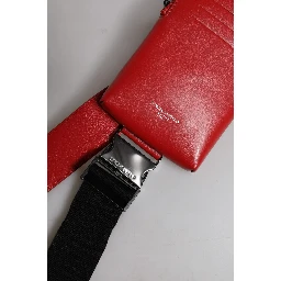 Red Calfskin Logo Purse Phone Belt Waist Bag
