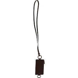 Brown Calf Leather Lanyard Logo Card Holder Wallet