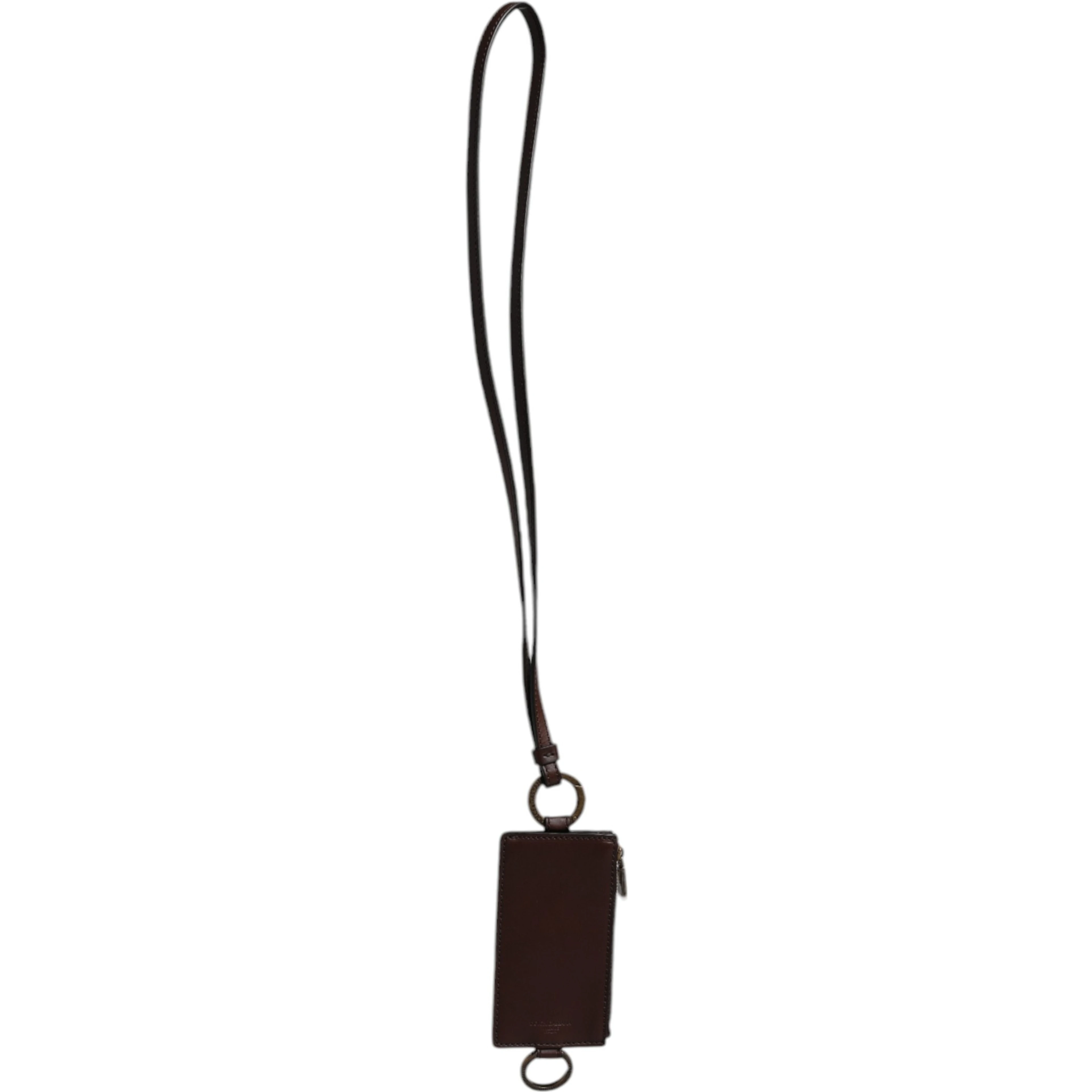 Brown Calf Leather Lanyard Logo Card Holder Wallet