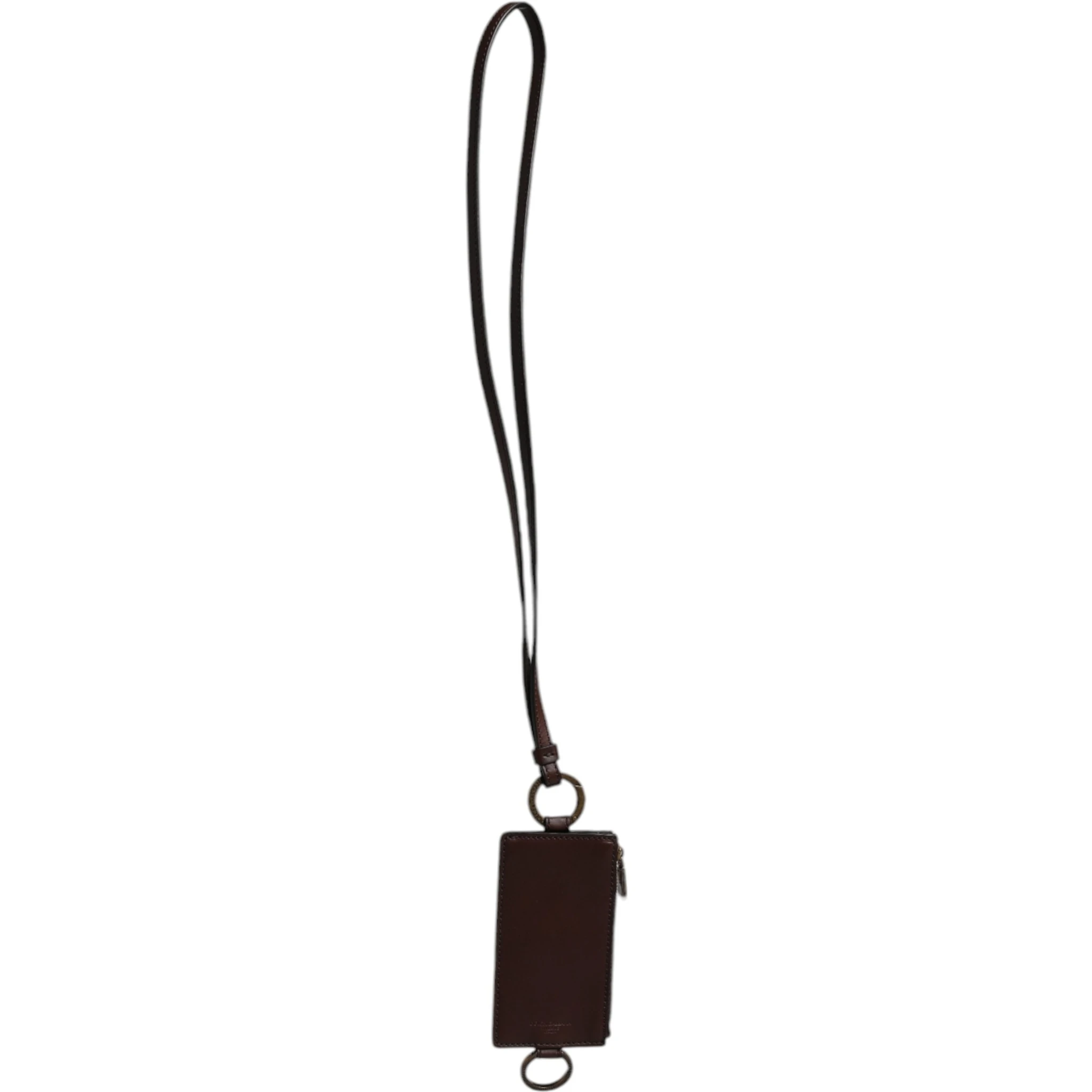 Brown Calf Leather Lanyard Logo Card Holder Wallet