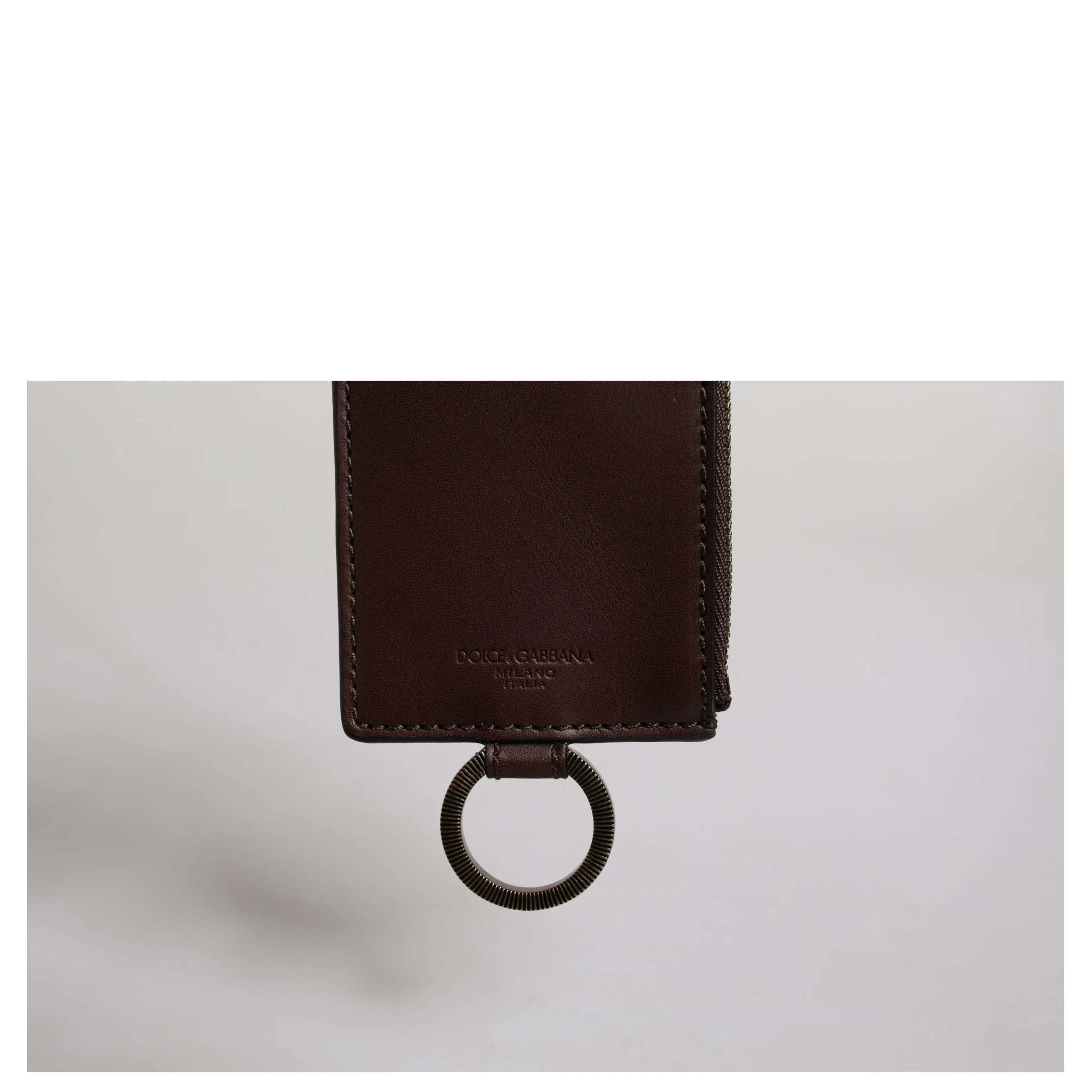 Brown Calf Leather Lanyard Logo Card Holder Wallet