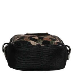Multicolor Leopard Jacquard Logo Plaque Neck Strap Bag