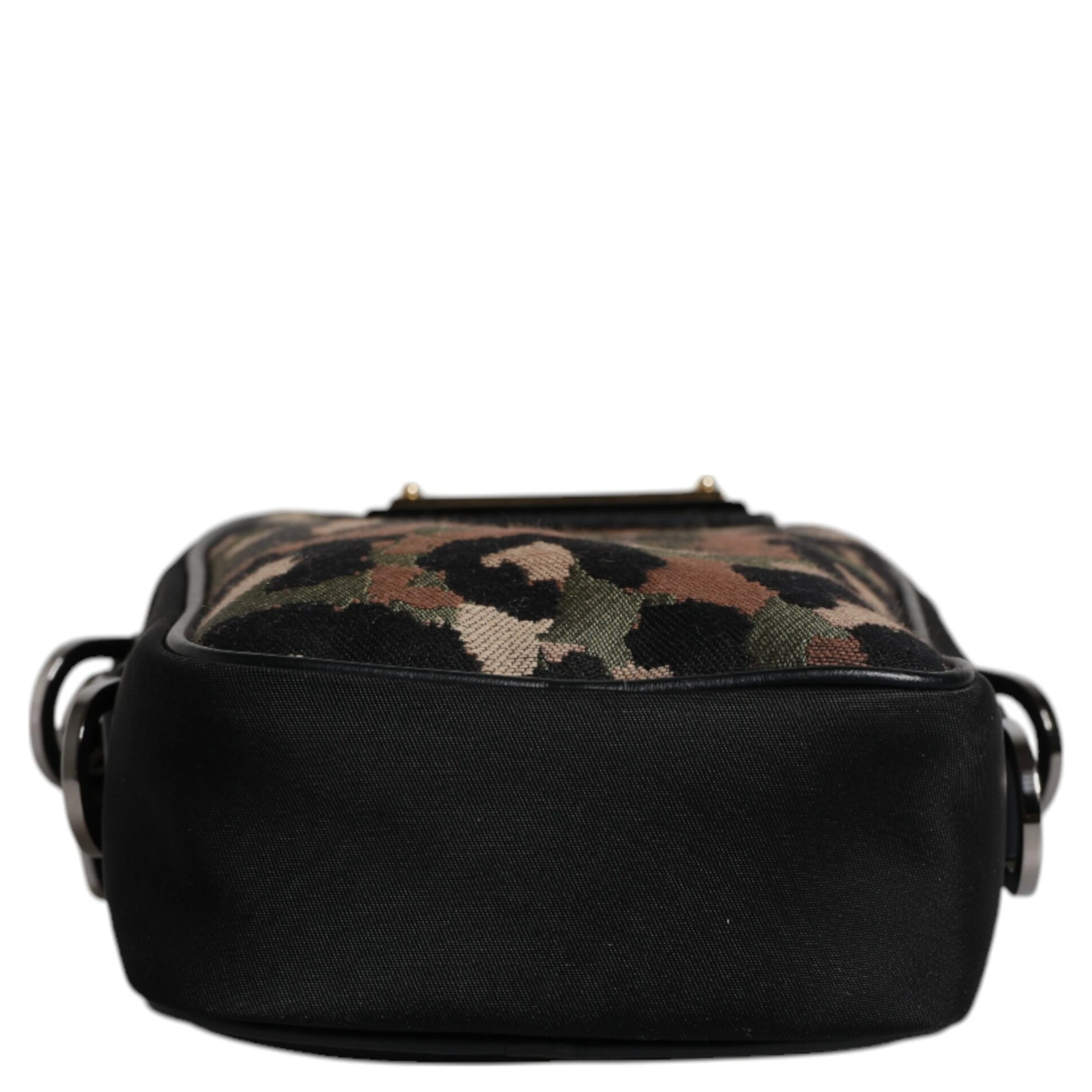 Multicolor Leopard Jacquard Logo Plaque Neck Strap Bag