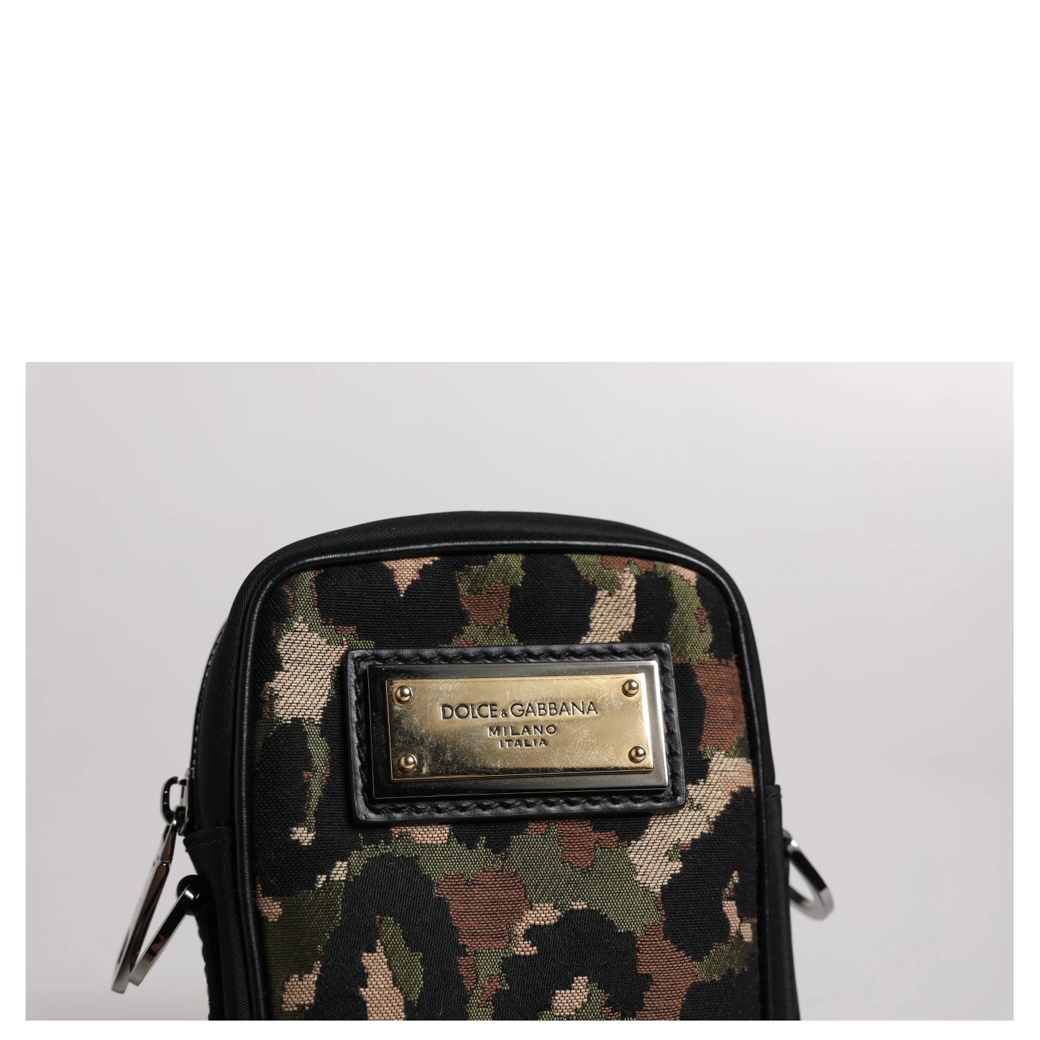 Multicolor Leopard Jacquard Logo Plaque Neck Strap Bag