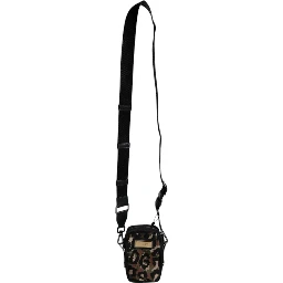 Multicolor Leopard Jacquard Logo Plaque Neck Strap Bag