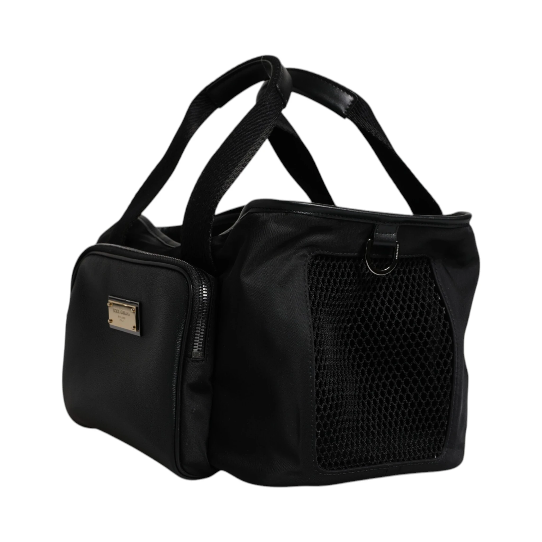 Black Shoulder Strap Pet Carry Logo Plaque Bag