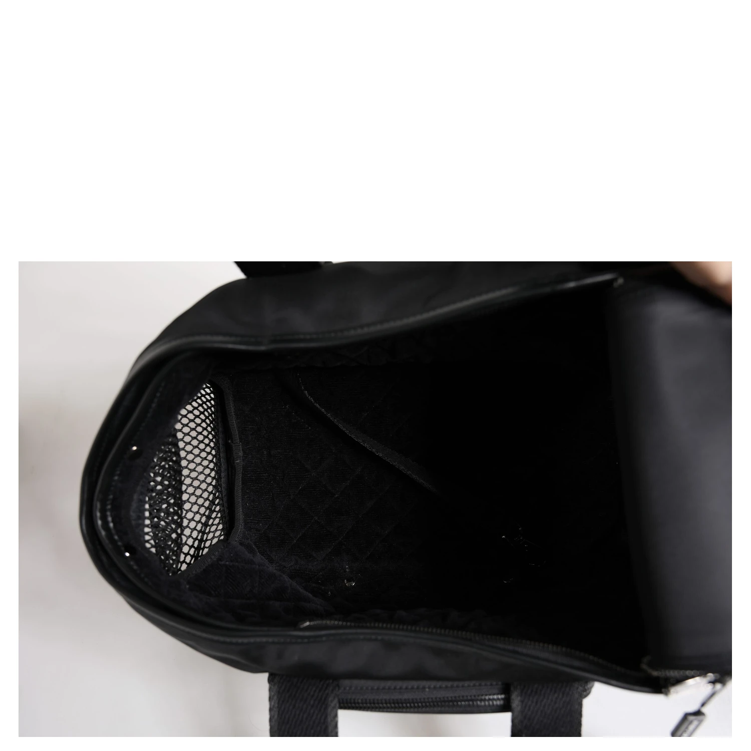 Black Shoulder Strap Pet Carry Logo Plaque Bag