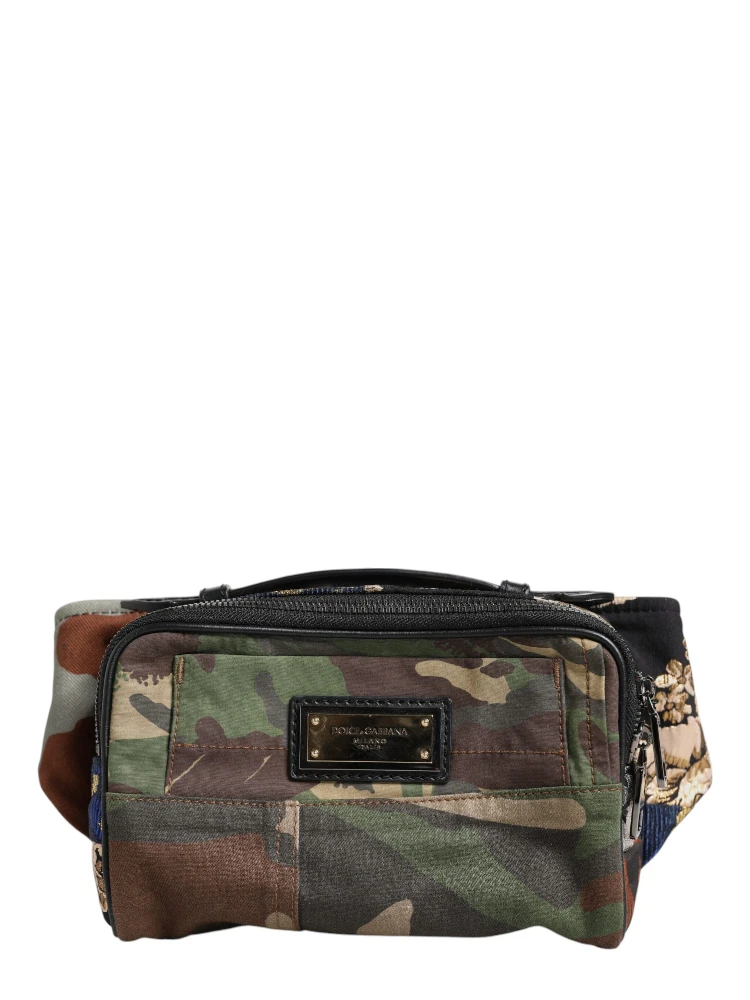Multicolor Camouflage Patchwork Logo Waist Fanny Pack Bag