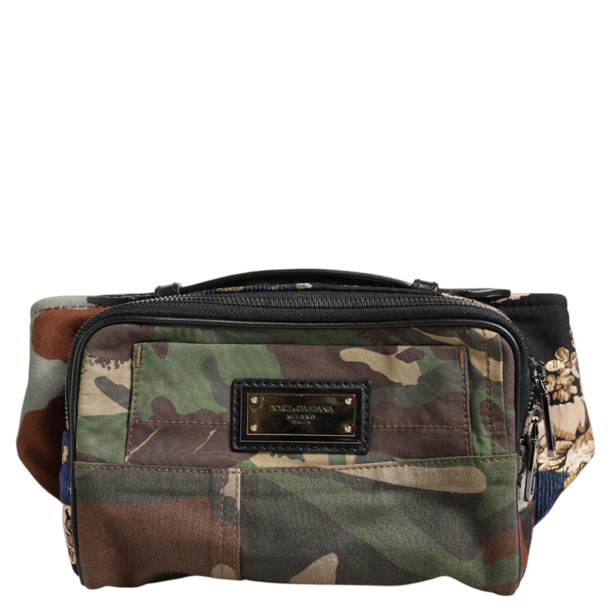 Multicolor Camouflage Patchwork Logo Waist Fanny Pack Bag