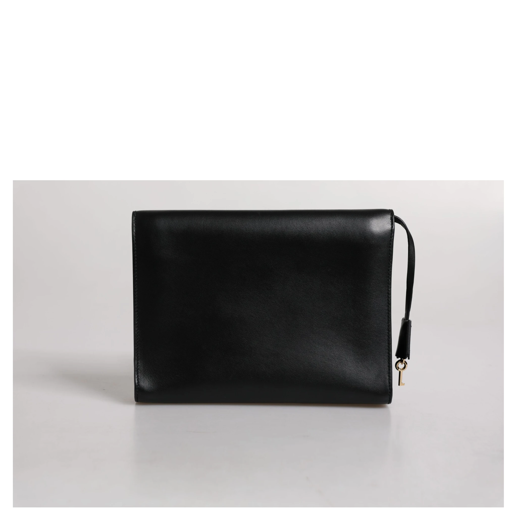 Black Leather Logo Plaque Document Briefcase Bag