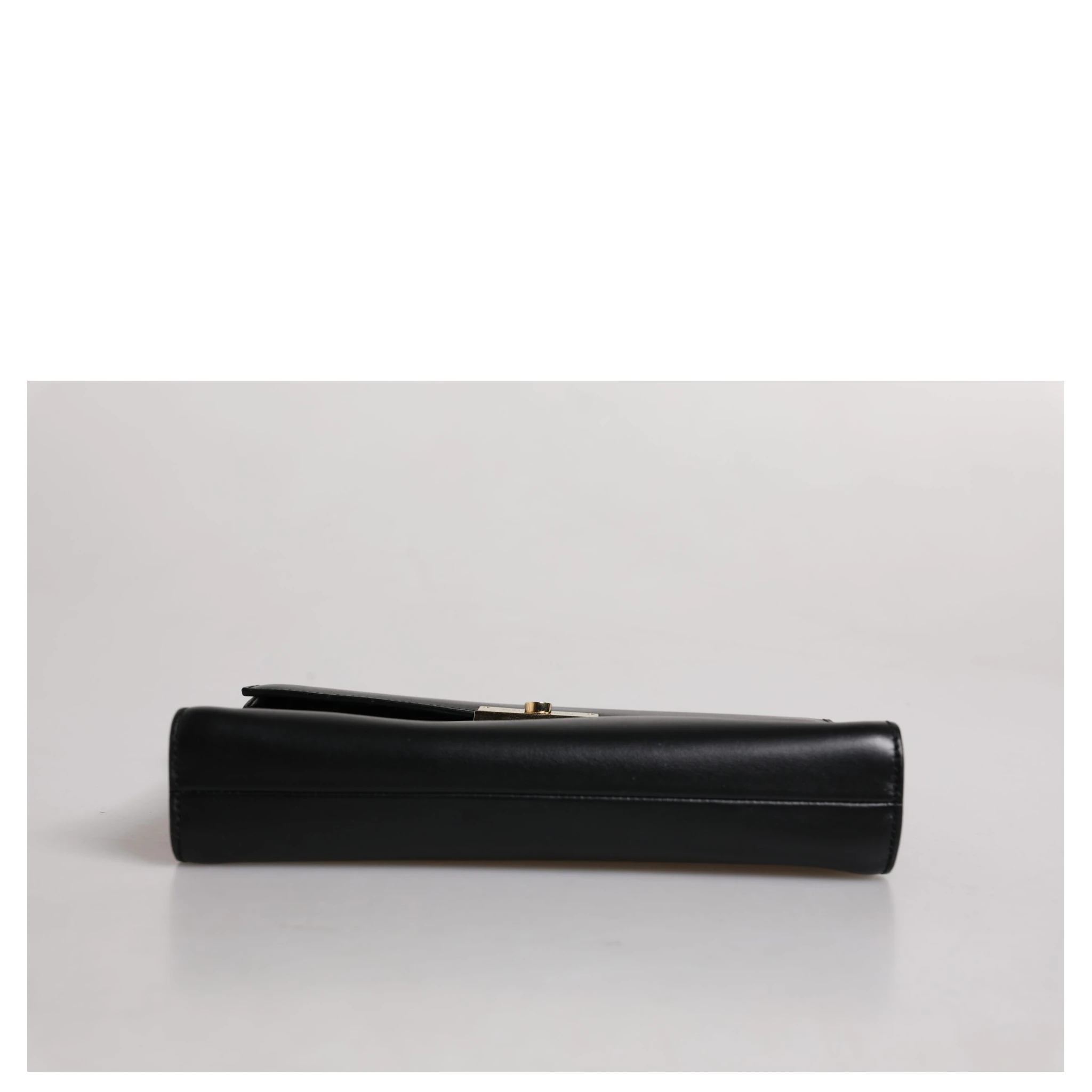 Black Leather Logo Plaque Document Briefcase Bag