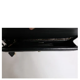 Black Leather Logo Plaque Document Briefcase Bag