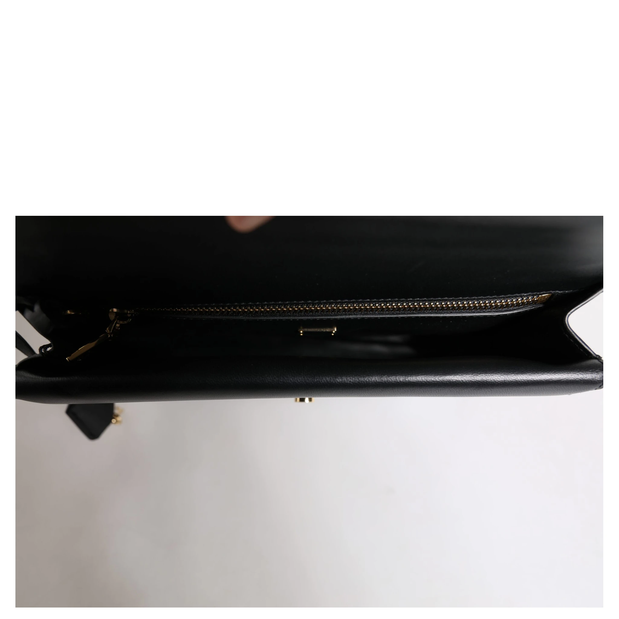 Black Leather Logo Plaque Document Briefcase Bag