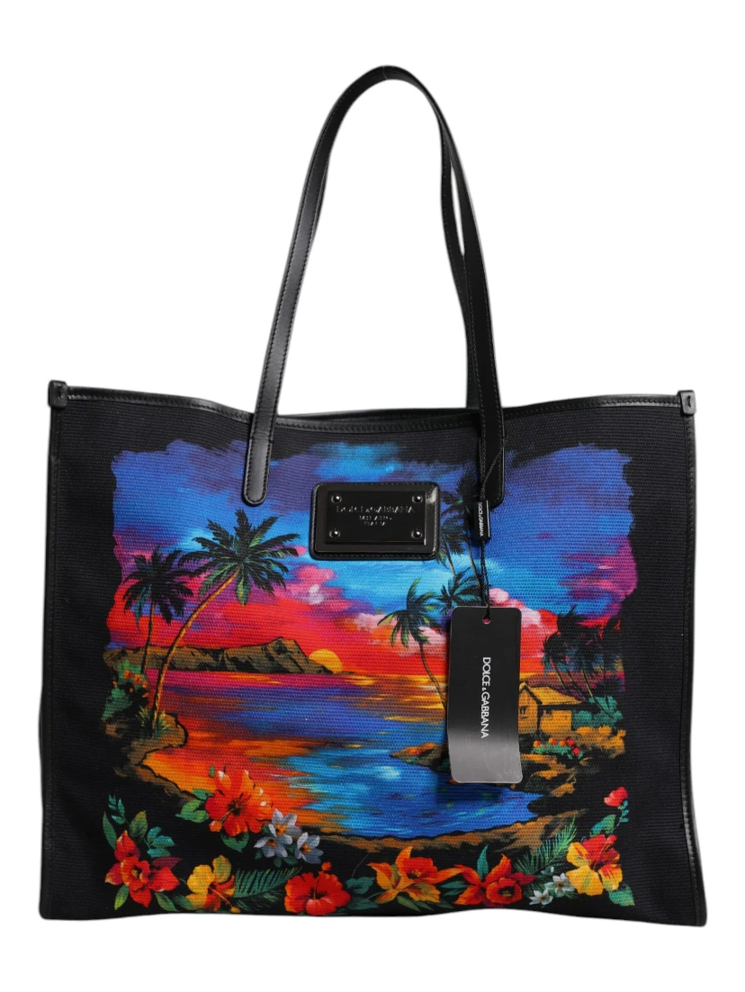 Multicolor Graphic Printed Top Handle Shopping Tote Bag