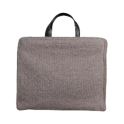 Grey Alpaca Wool Logo Plaque Tote Shoulder Bag