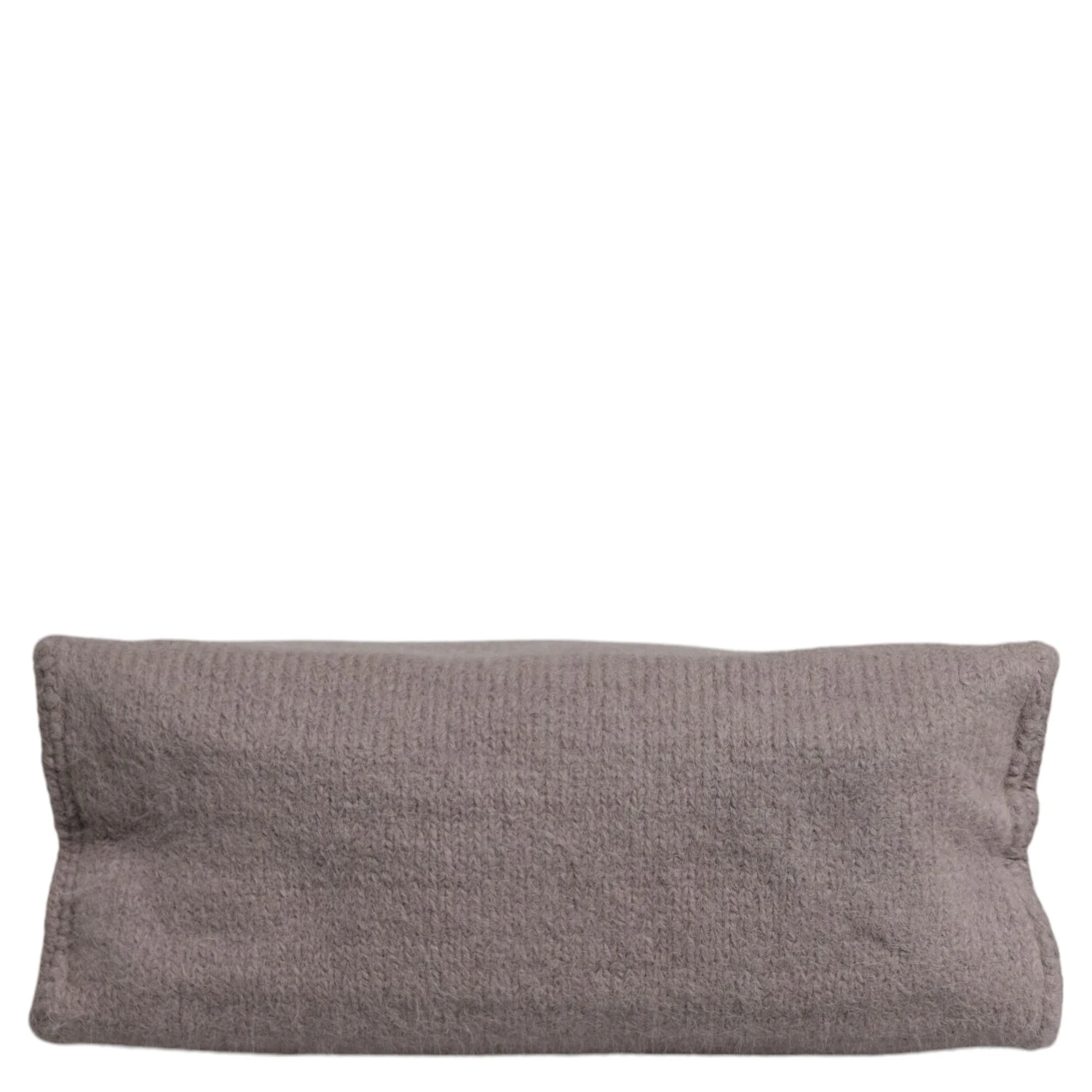 Grey Alpaca Wool Logo Plaque Tote Shoulder Bag