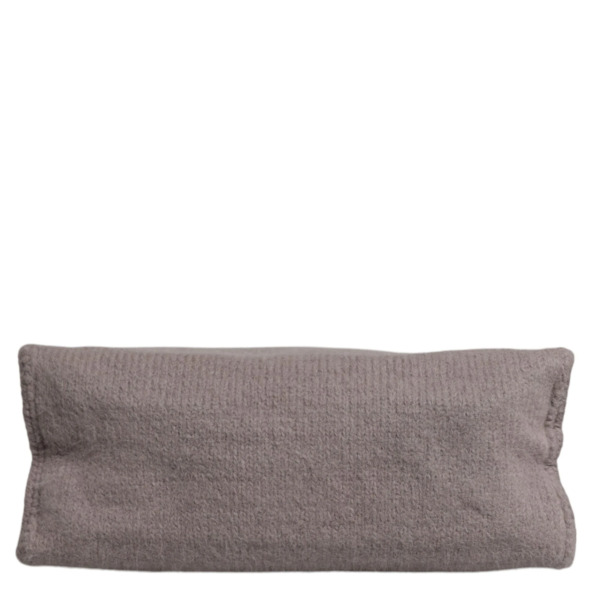 Grey Alpaca Wool Logo Plaque Tote Shoulder Bag